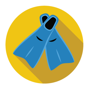 Cartoon image of blue swimming flippers