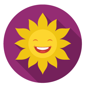 Cartoon image of a sun smiling