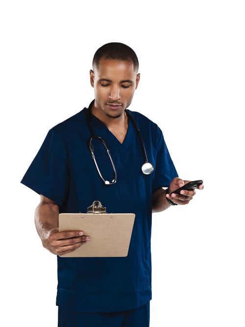 Clinician with phone USED 12-16-13 for research blog