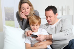 Family using smartphone