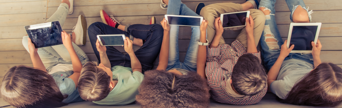 Children using various mobile devices