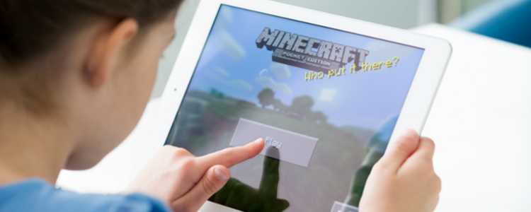 Child playing Minecraft