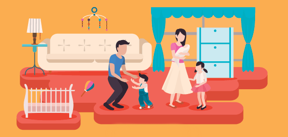 family playing indoors
