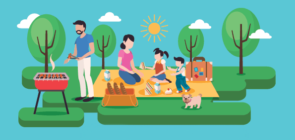 Family playing outdoors